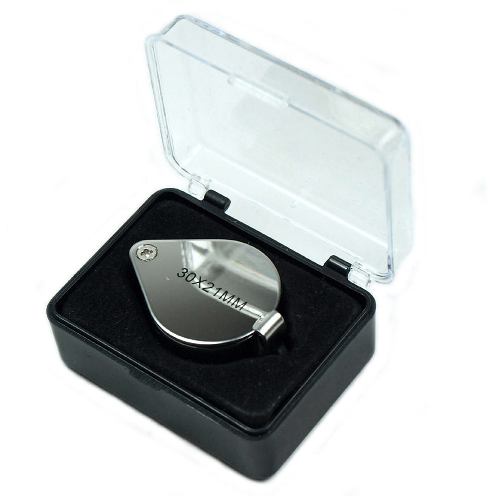 30X Jeweler Loupe Magnifier 30x21mm Magnifying Glass with storage case 