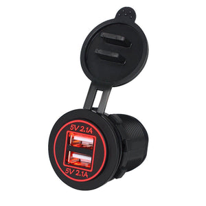 12V Car Cigarette Lighter Socket Dual 2.1A USB Port Charger Power Outlet LED - Anyvolume.com