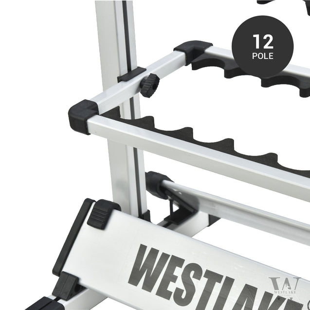 Fishing Pole Holder Aluminum Alloy Rack Stand Portable Storage Tool 12 Rods