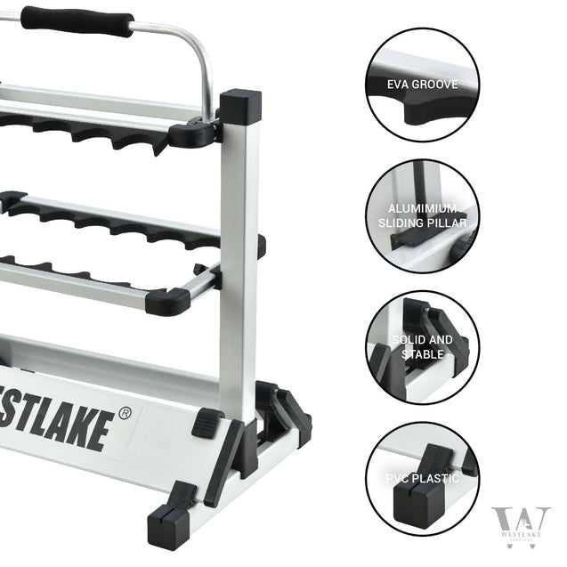 Fishing Pole Holder Aluminum Alloy Rack Stand Portable Storage Tool 12 Rods