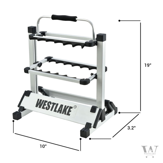 Fishing Pole Holder Aluminum Alloy Rack Stand Portable Storage Tool 12 Rods