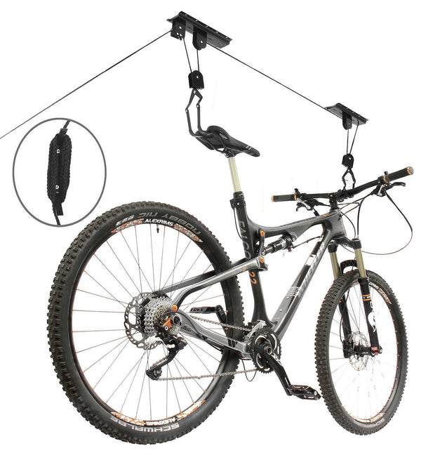 Bicycle Lift Bike Ceiling Mount Pulley Hoist Rack Garage Storage Hooks Hanger - Anyvolume.com