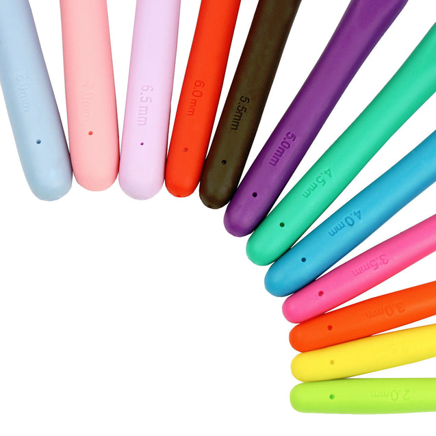 Soft Handle 12 PCS Set Crochet Hooks Needles Knit Yarn Weave Craft Aluminum - Anyvolume.com