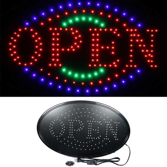 Large 23" x 14" Bright LED Neon OPEN Business SIGN with Motion Animation - Oval - Anyvolume.com