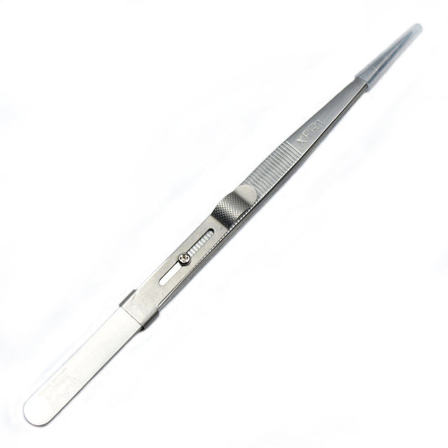 Diamond Gemstone Tweezers with side lock Indented Serrated Tips Stainless Steel - Anyvolume.com