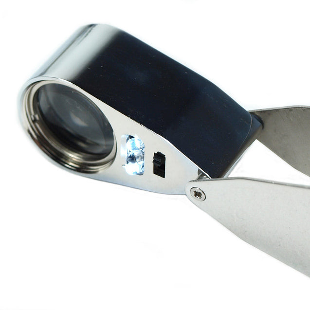 Illuminated 40X Jewelers Loupe  40X25mm Magnifier with LED & UV Lights - Anyvolume.com