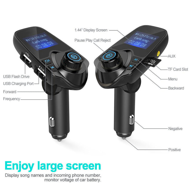 Bluetooth Car FM Transmitter AUX Wireless Radio Adapter USB Charger Mp3 Player - Anyvolume.com