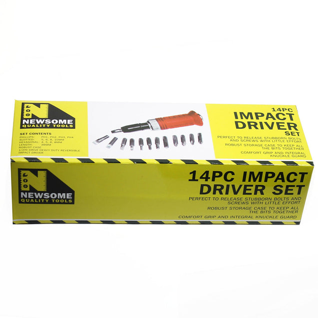 14 Pcs Heavy Duty Impact Driver Bits Screwdriver Set Tool Socket Kit with Case - Anyvolume.com