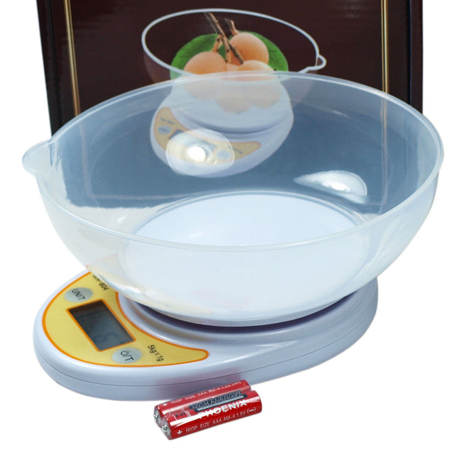 0.1g Digital Kitchen Scale Diet Food Scale with Weighing Bowl 1gx11lbs - Anyvolume.com