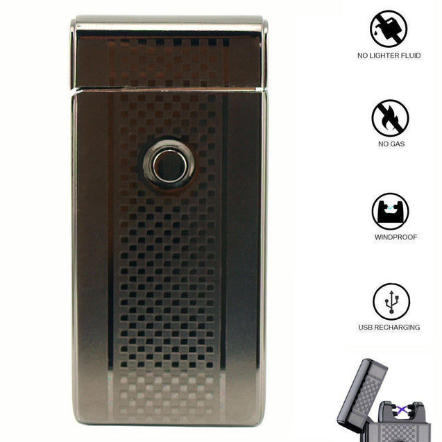 Dual Arc Electric USB Lighter Rechargeable Plasma Windproof Flameless Cigarette - Anyvolume.com