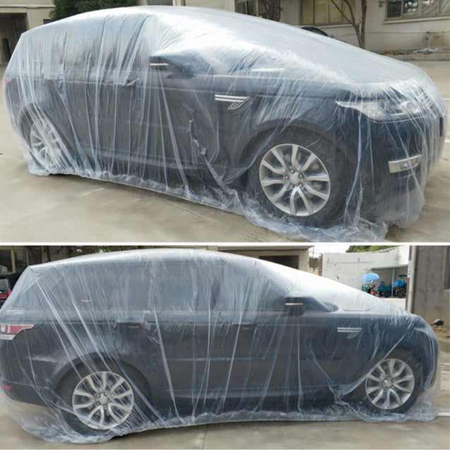XL Extra Large Full Size Car Cover Water Dust Dirt Proof Clear PE Plastic - Anyvolume.com