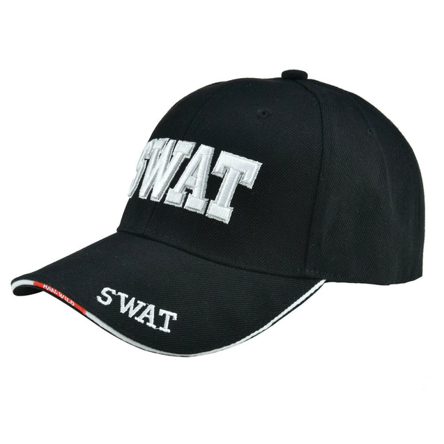 ALL Black SWAT Team Police Officer Embroidered Adjustable Hat Baseball Cap
