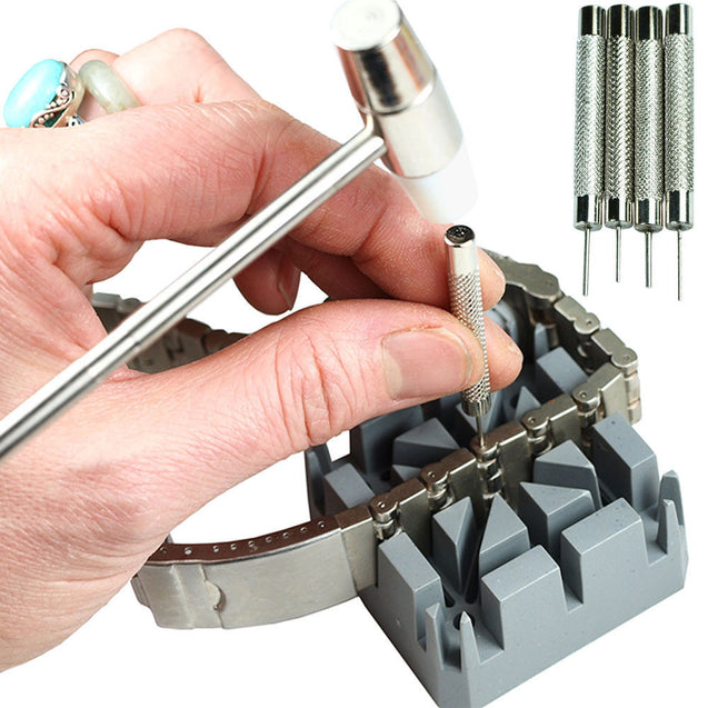 Watch Repair Band Link Remover Tool Kit - Hammer Punch Pins Watch Strap Holder - Anyvolume.com