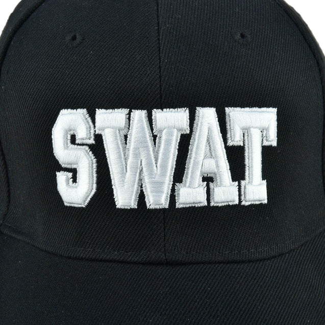 ALL Black SWAT Team Police Officer Embroidered Adjustable Hat Baseball Cap