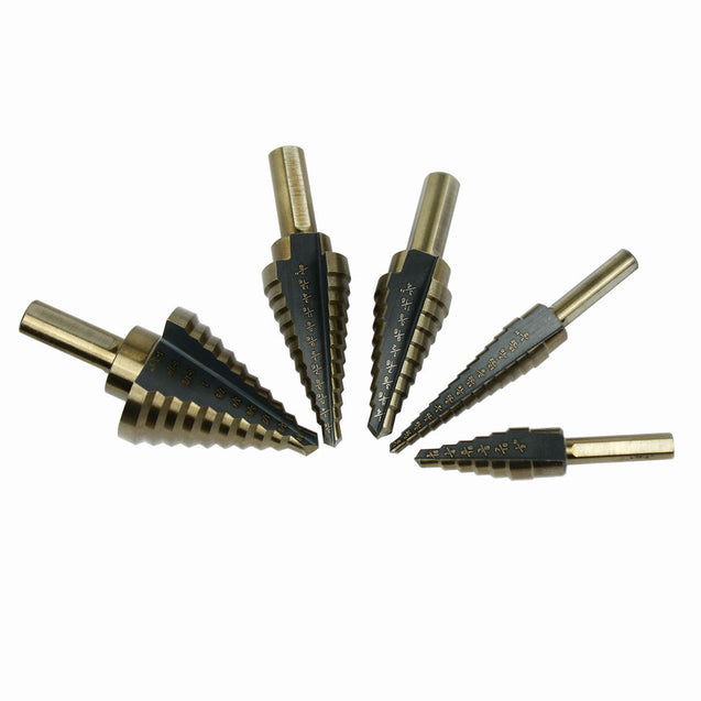5X HSS Cobalt Multiple Hole Cut 50 Sizes Step Drill Bit Set Kit w/ Aluminum Case - Anyvolume.com