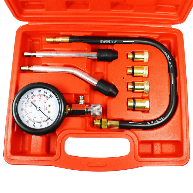 8pcs Petrol Engine Cylinder Compression Tester Kit Gauge Tool Automotive - Anyvolume.com