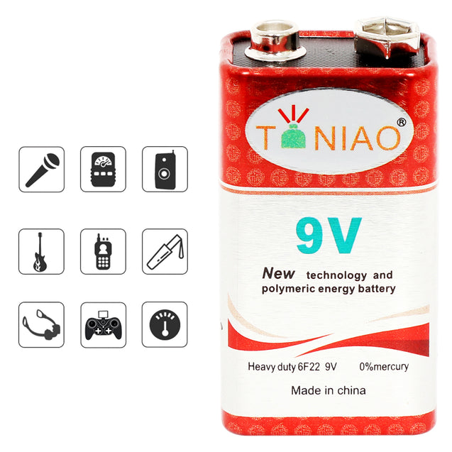 40 PCS 9V 6F22 9 Volts Heavy Duty 0% Mercury Battery