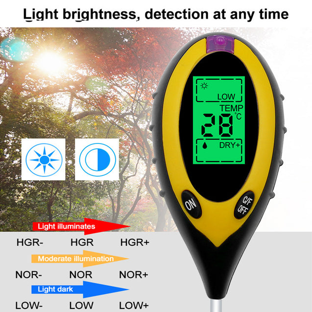 4 in 1 PH Tester Soil Water Moisture Light Test Meter for Garden Plant Seeding