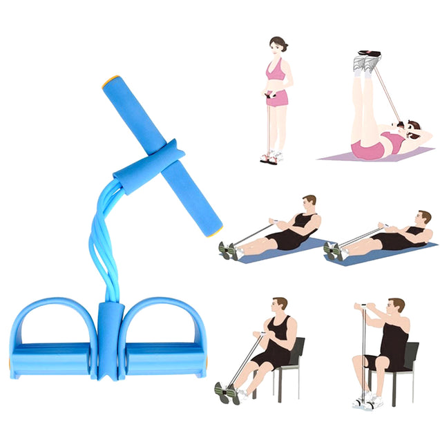 4-Tube Yoga Equipment Sit-up Fitness Foot Pedal Pull Rope Resistance Exercise