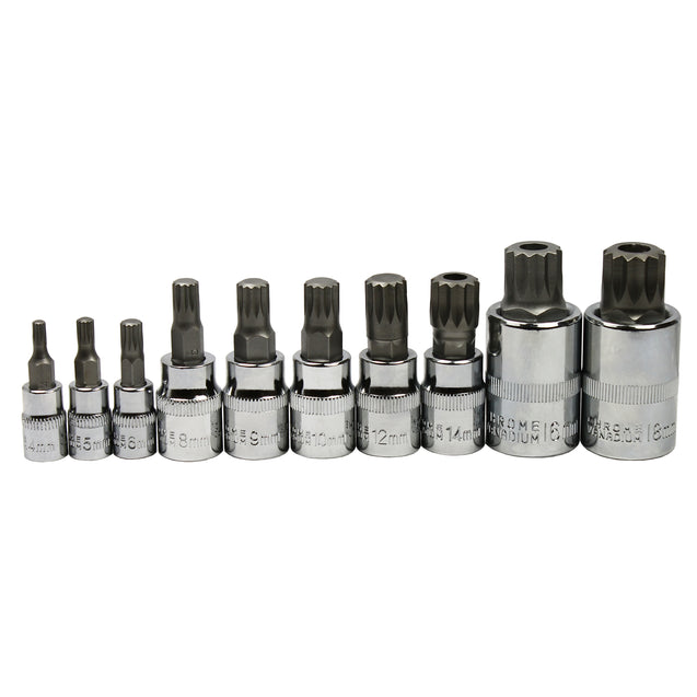 10pc XZN Triple Square 12 Point Spline Bit socket Set 4MM - 12MM