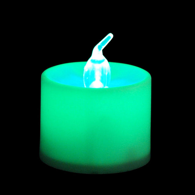 Green LED Flickering Flameless Tealight Candles with Frosted Holders - 6 PC Pack - Anyvolume.com