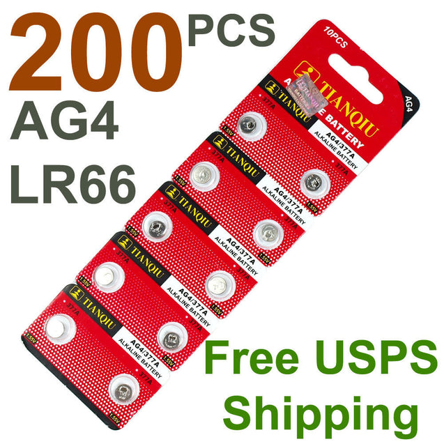 200 PCS LR66 AG4 377 LR626 1.5V Alkaline Battery for Watch Lighter US Free ship - Anyvolume.com