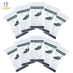 10 Pack - Emergency Solar Blanket Survival Safety Insulating Mylar Thermal Heat