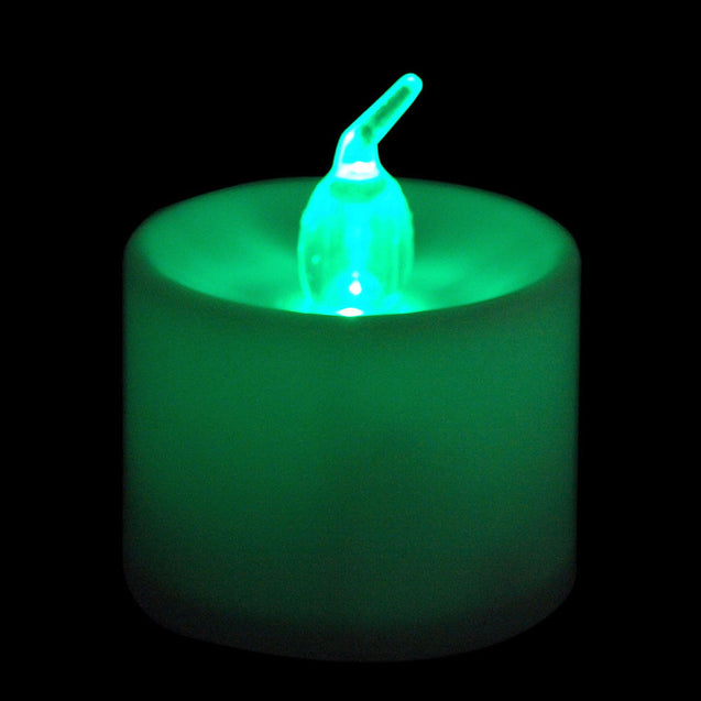 Green LED Flickering Flameless Tealight Candles with Frosted Holders - 6 PC Pack - Anyvolume.com