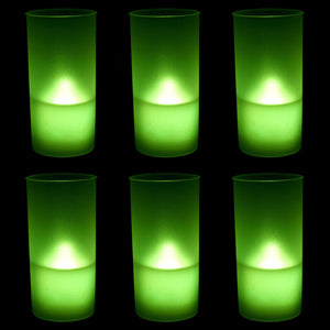 Green LED Flickering Flameless Tealight Candles with Frosted Holders - 6 PC Pack - Anyvolume.com