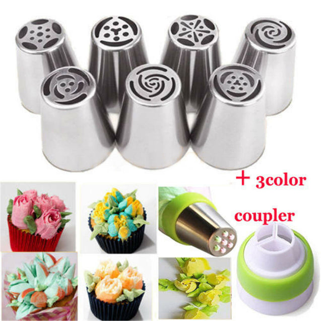 7Pcs Russian Tulip Flower Cake Icing Piping Nozzles Decorating Tips Baking Tools