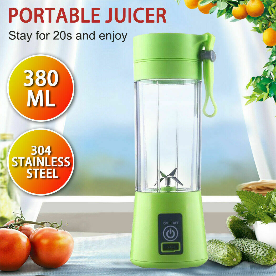 380ML Portable Blender USB Rechargeable Fruit Juicer Cup Mixer Jet Squ 