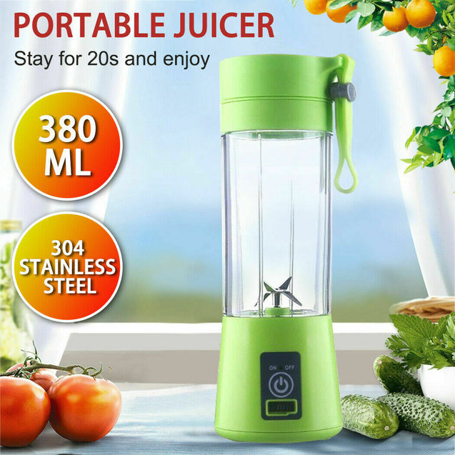 380ML Portable Blender USB Rechargeable Fruit Juicer Cup Mixer Jet Squeezers